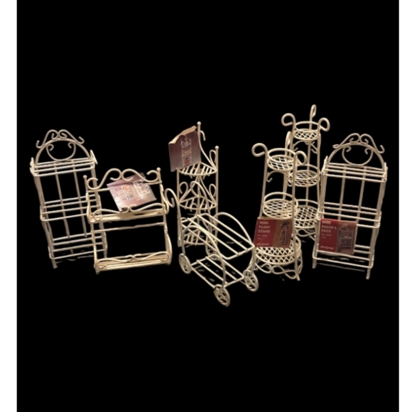 Set of Vintage White Wire Dollhouse Furniture